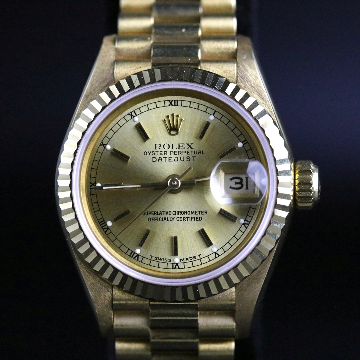 1990 Rolex 69178 Datejust 26mm 18K Yellow Gold