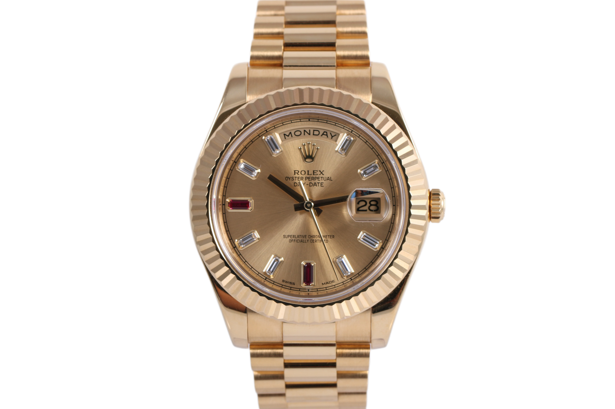 2013 Rolex Day-Date 41mm - 218238 (Factory Champagne Diamond/Ruby)