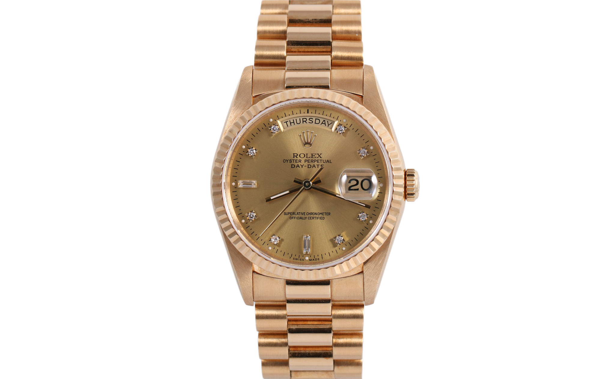 1990 Rolex Day-Date 36mm - 18238 (Factory Champage Diamond)