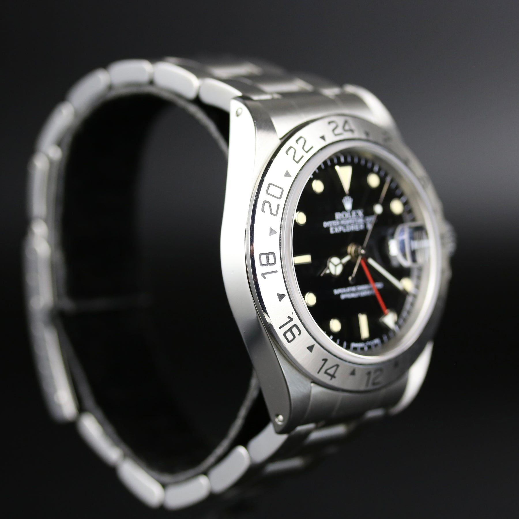 1991 ROLEX 16570 Explorer II Black Cream Patina with Service Hands