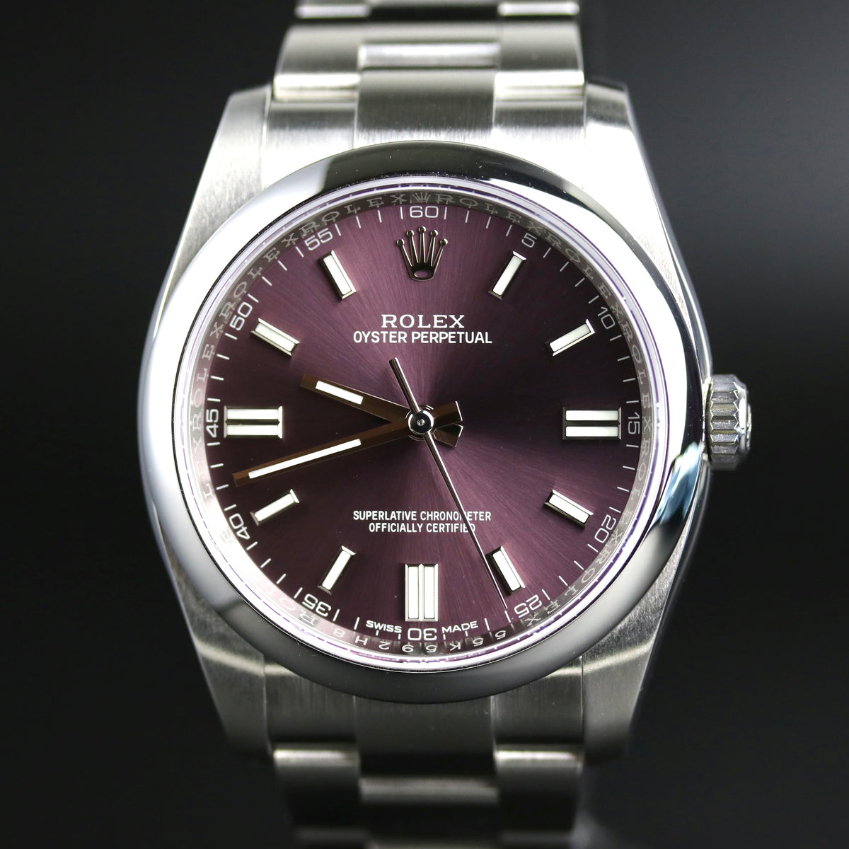 2018 Rolex 116000 Oyster Perpetual 36mm Grape Dial with Box & Papers