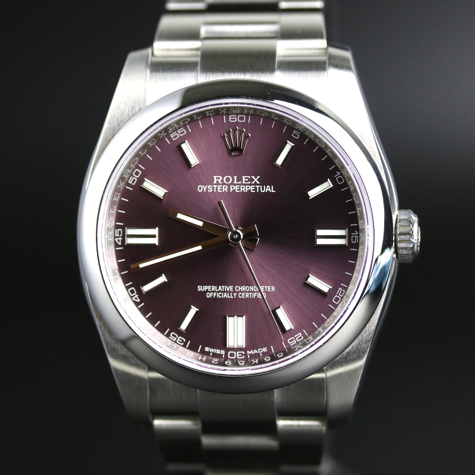 2018 Rolex 116000 Oyster Perpetual 36mm Grape Dial with Box & Papers