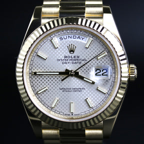 2021 Rolex 228238 Daydate 40mm Silver Motif Dial with Box & Papers