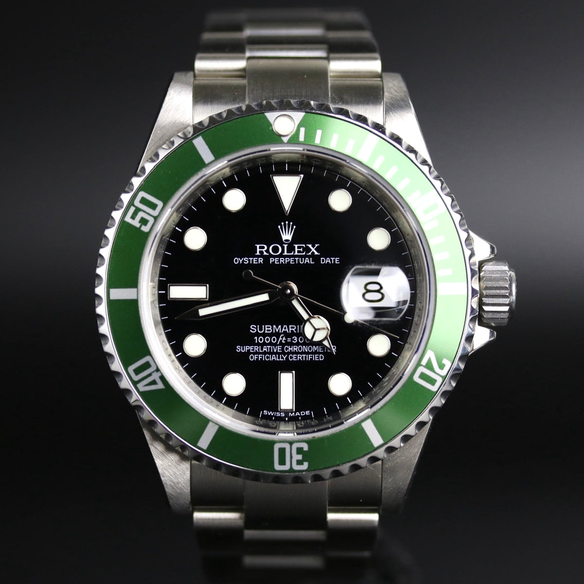 2007 Rolex 16610LV Submariner "Kermit" Inner Bezel Engraved with Box & Papers