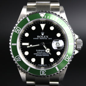 2007 Rolex 16610LV Submariner "Kermit" Inner Bezel Engraved with Box & Papers