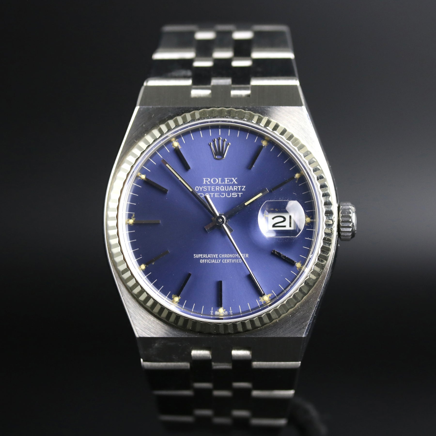 1975 Rolex 17014 Datejust 36mm Quartz Blue Dial