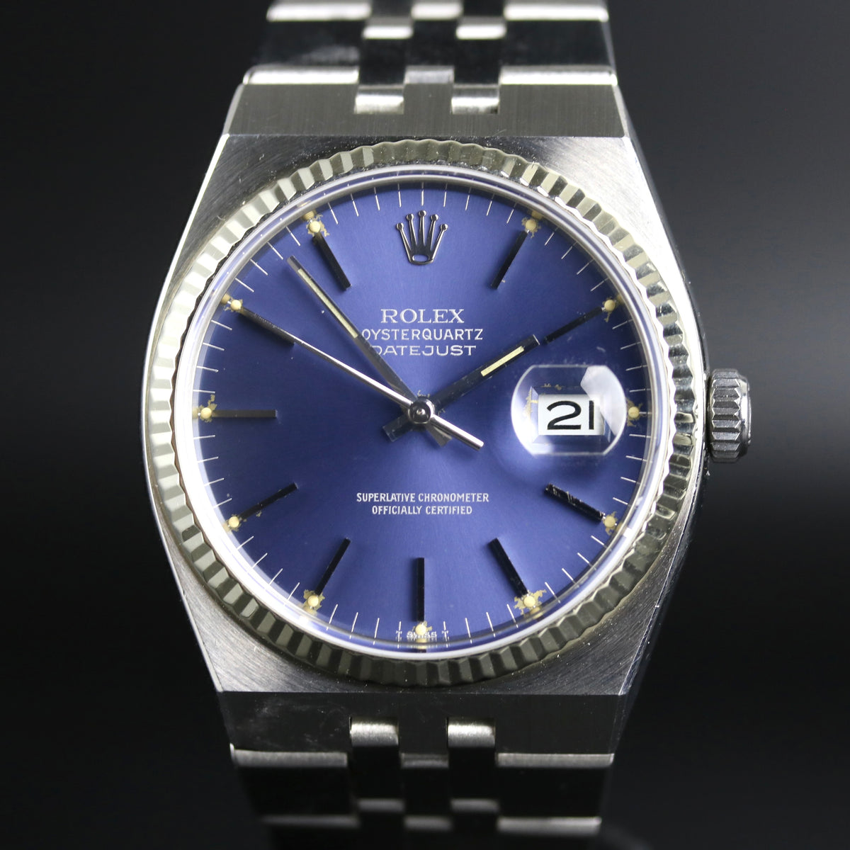 1975 Rolex 17014 Datejust 36mm Quartz Blue Dial