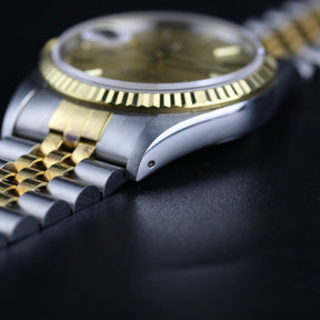 1987 Rolex 16233 Datejust 36mm Holes Case Champagne Dial