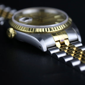 1987 Rolex 16233 Datejust 36mm Holes Case Champagne Dial