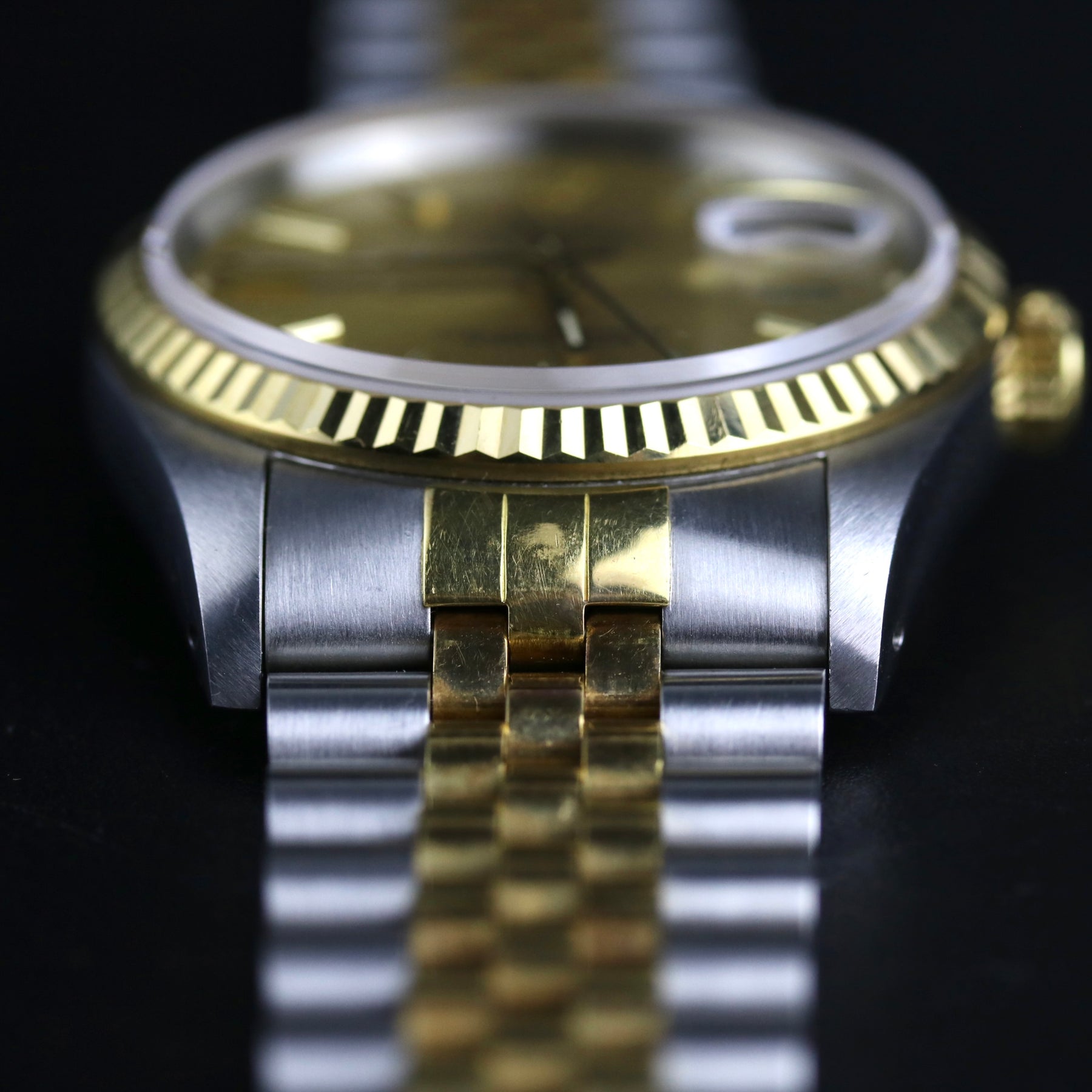 1987 Rolex 16233 Datejust 36mm Holes Case Champagne Dial