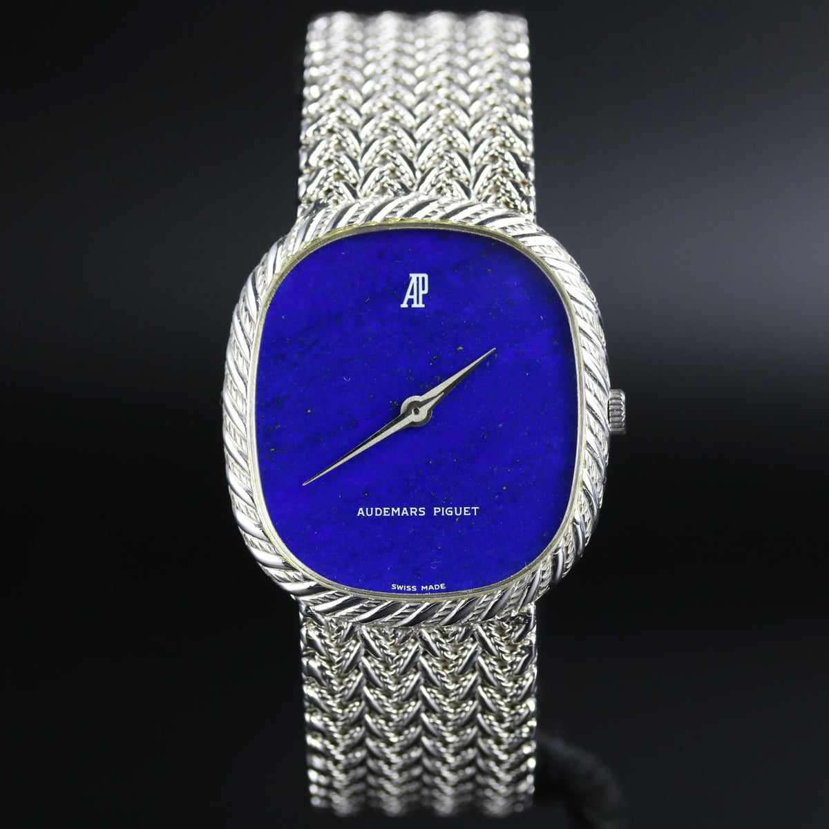 1980's Audemars Piguet Cobra 28mm Lapis Lazuli Dial 18K White Gold with Box