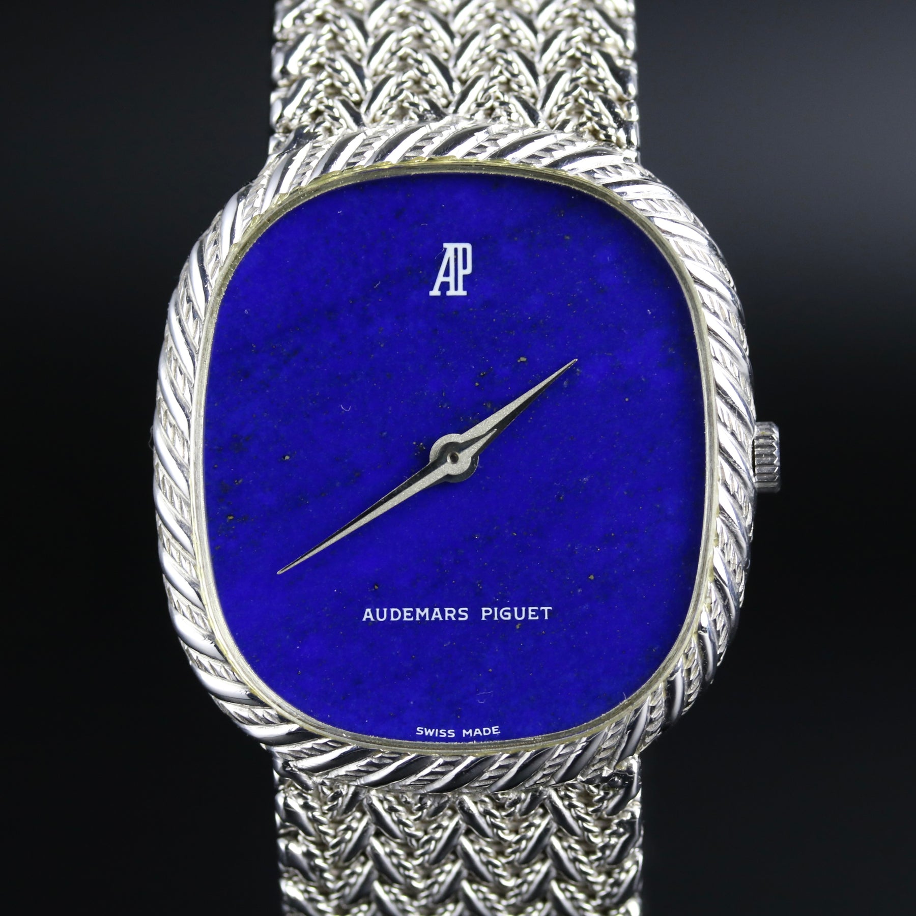 1980's Audemars Piguet Cobra 28mm Lapis Lazuli Dial 18K White Gold with Box