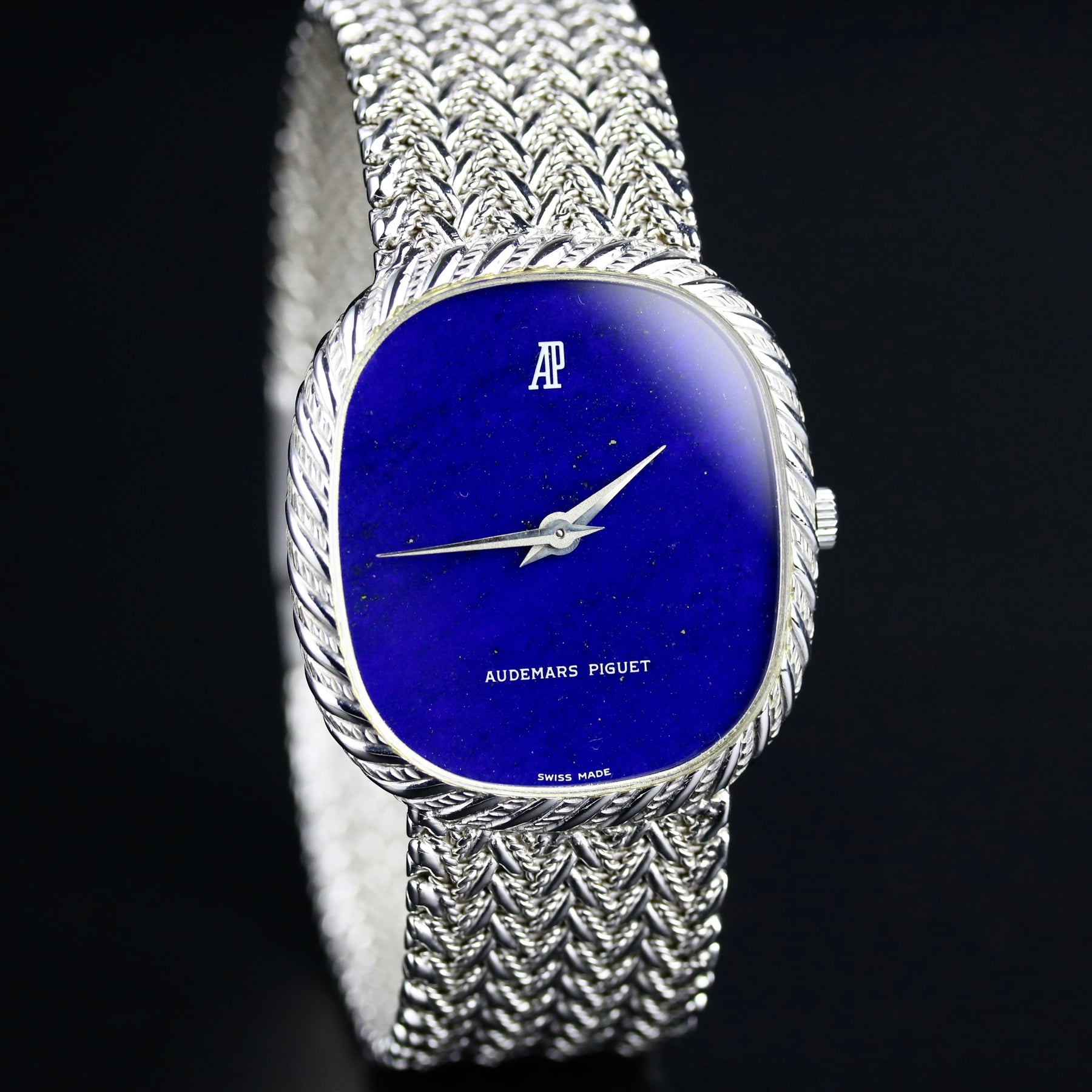 1980's Audemars Piguet Cobra 28mm Lapis Lazuli Dial 18K White Gold with Box