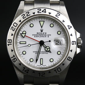 Unpolished 2004 Rolex 16570 Explorer II Polar No Holes Case with Box