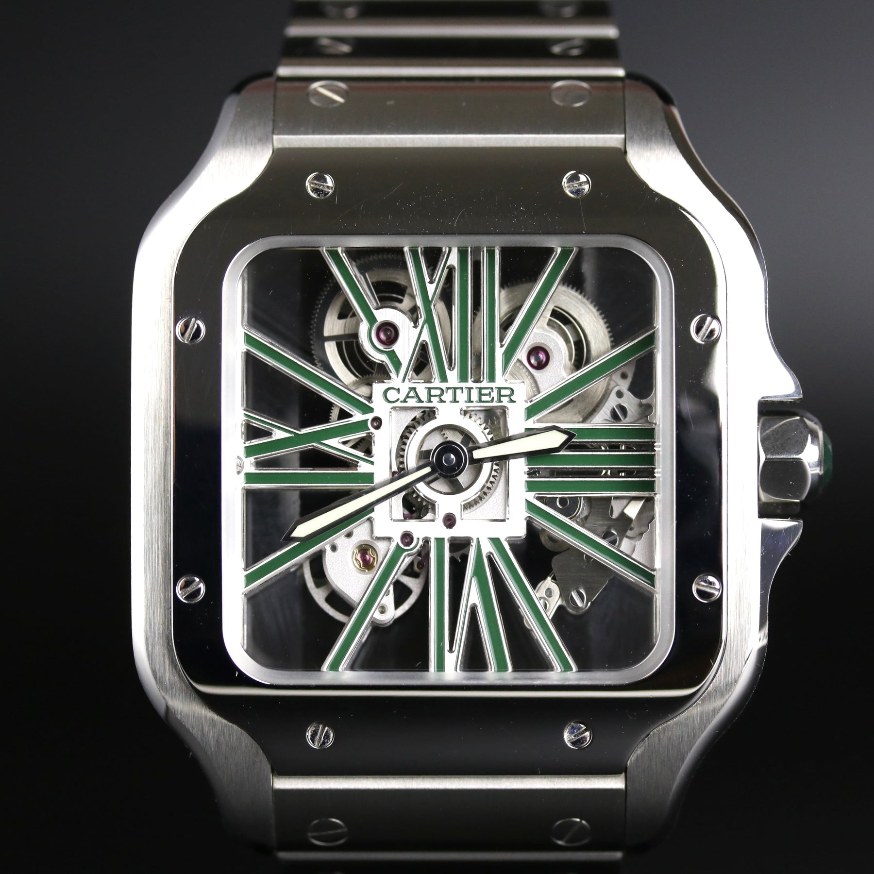 2023 Cartier Santos Skeleton Green 39.8mm with Box & Papers