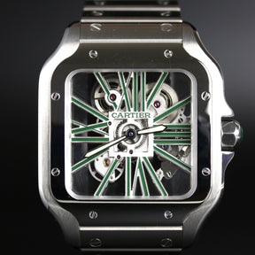 2023 Cartier Santos Skeleton Green 39.8mm with Box & Papers