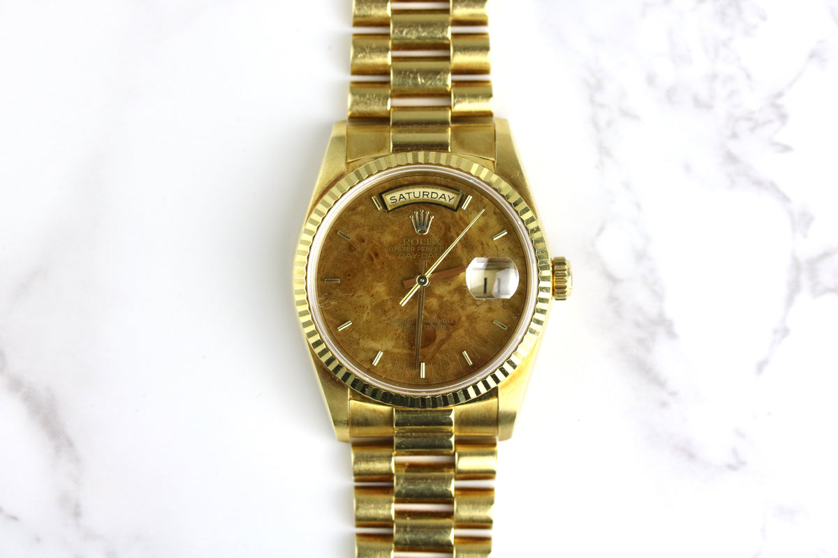 1993 Rolex 18238 Daydate 36mm Wood Dial