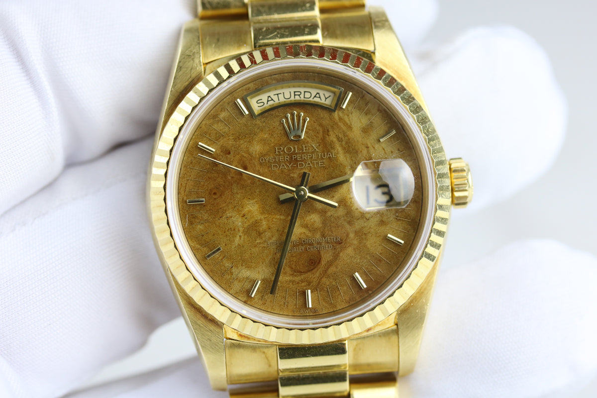 1993 Rolex 18238 Daydate 36mm Wood Dial