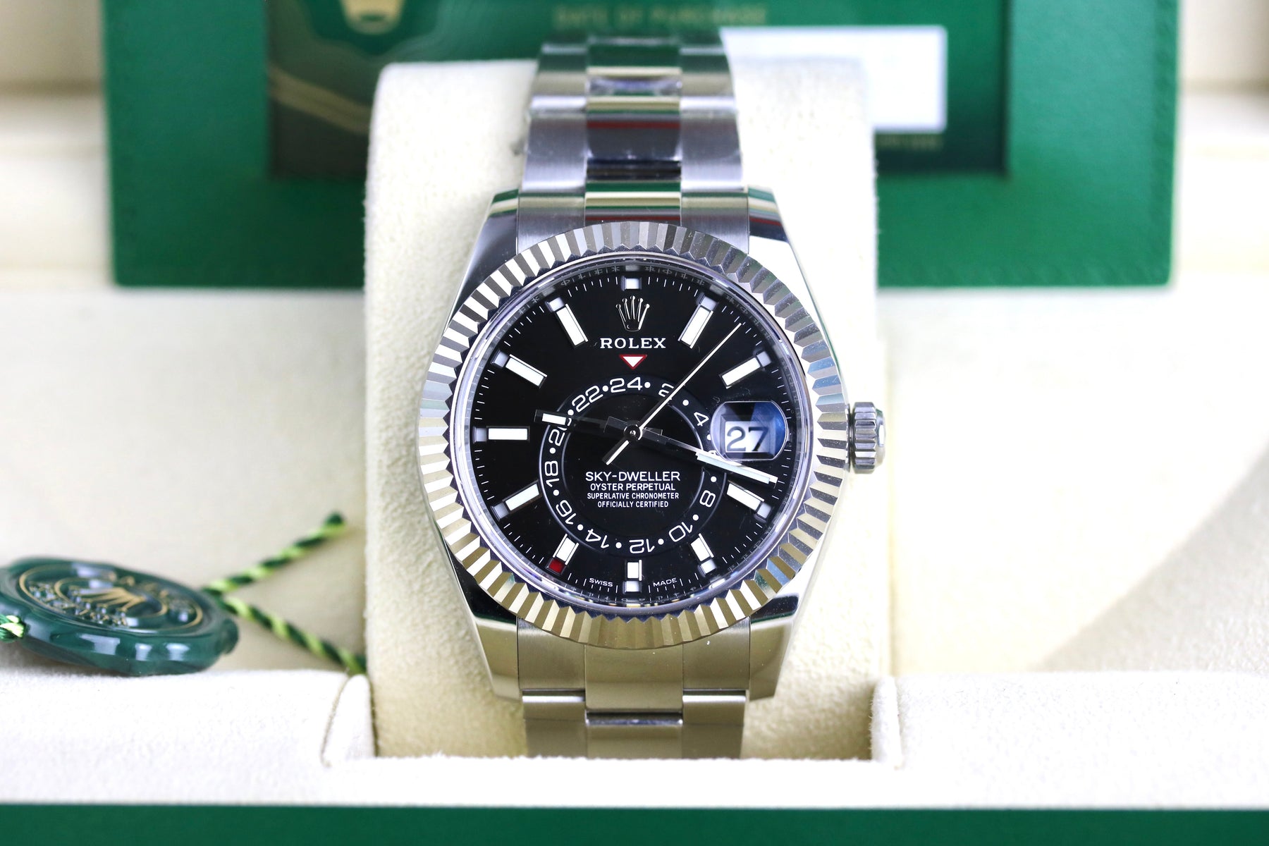 2022 Rolex 326934 Sky-Dweller Black Dial with Box & Papers