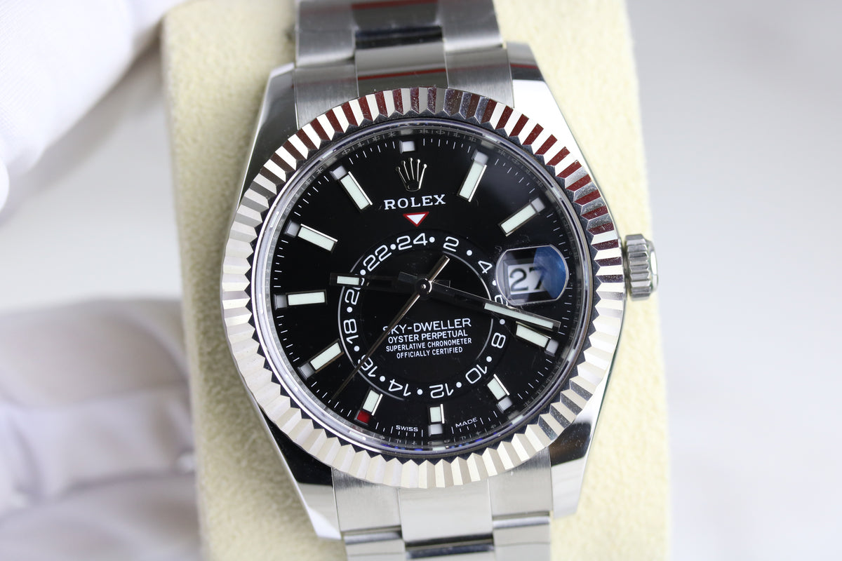 2022 Rolex 326934 Sky-Dweller Black Dial with Box & Papers