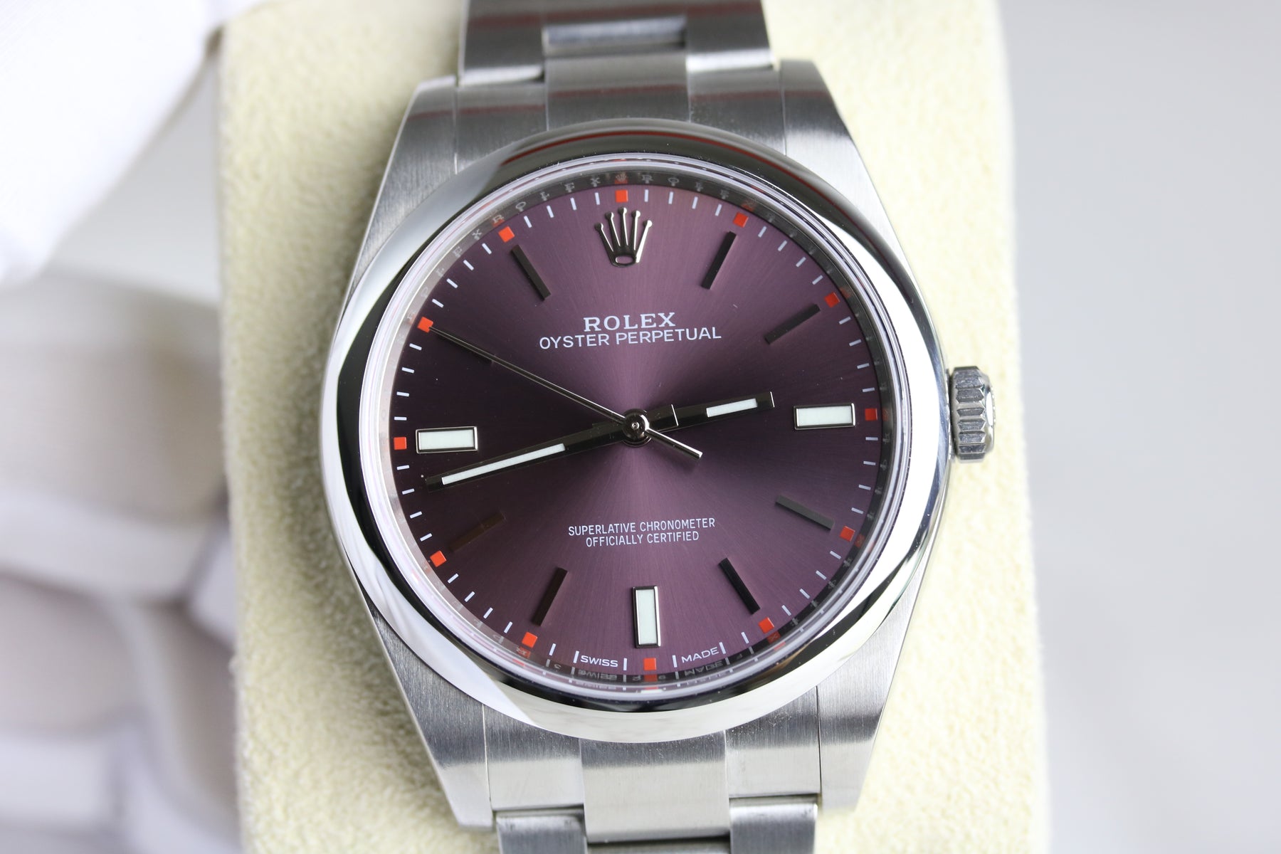 2017 Rolex 114300 Oyster Perpetual 39mm Grape Dial with Box & Papers