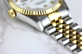 UNPOLISHED 1996 Rolex 16233 Datejust 36mm White Roman Dial Case Back Sticker with Box & Papers