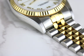 UNPOLISHED 1996 Rolex 16233 Datejust 36mm White Roman Dial Case Back Sticker with Box & Papers