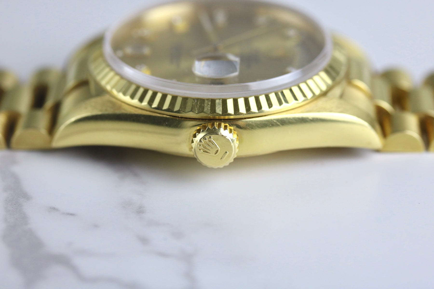 1989 ROLEX 18238 Daydate 36mm Factory Champagne Diamond Dial with Papers