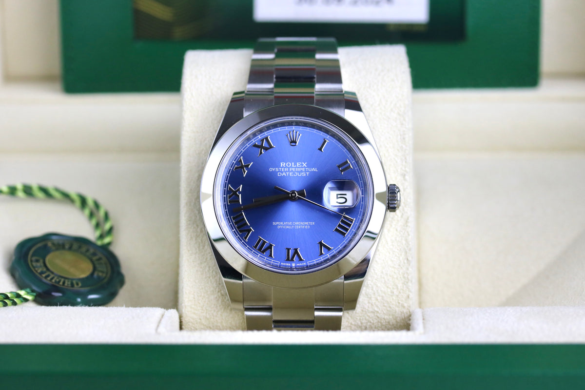 UNWORN 2024 Rolex 126300 Datejust 41mm Blue Roman Dial with Box & Papers