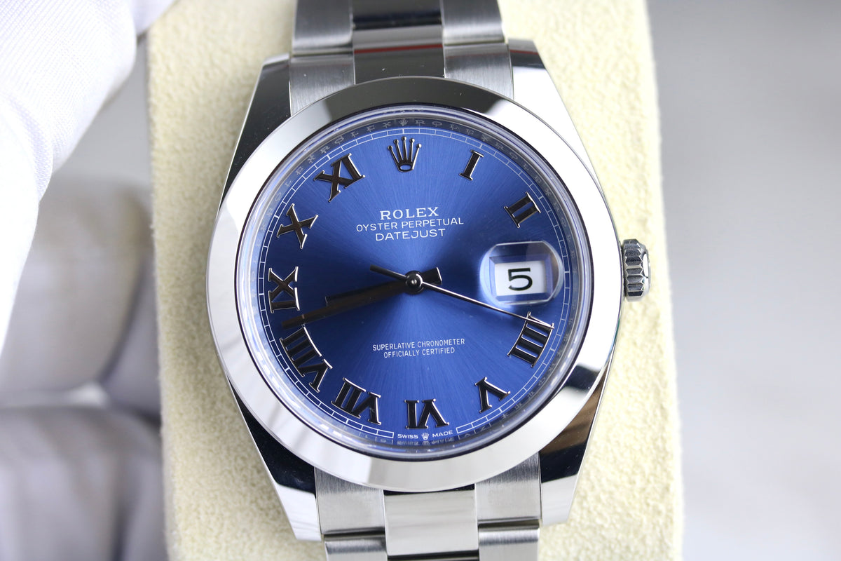 UNWORN 2024 Rolex 126300 Datejust 41mm Blue Roman Dial with Box & Papers