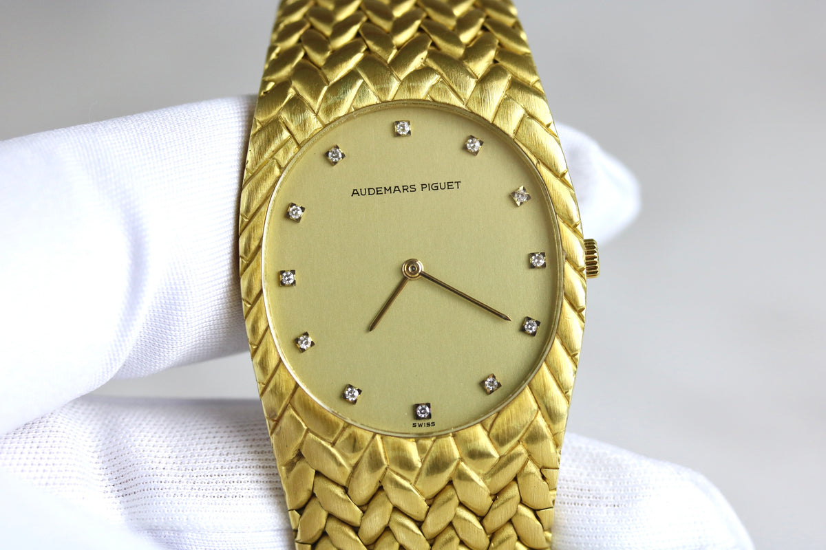 1980s Audemars Piguet 18K Yellow Gold Cobra Original Diamond Dial