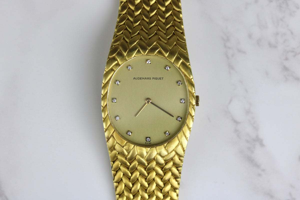 1980s Audemars Piguet 18K Yellow Gold Cobra Original Diamond Dial