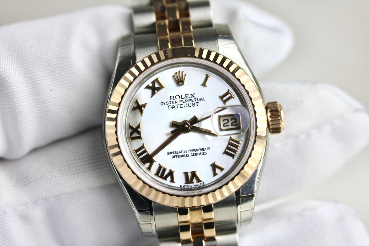 NOS Stickered ROLEX 179171 Datejust 26mm Factory MOP Dial with Box & Papers