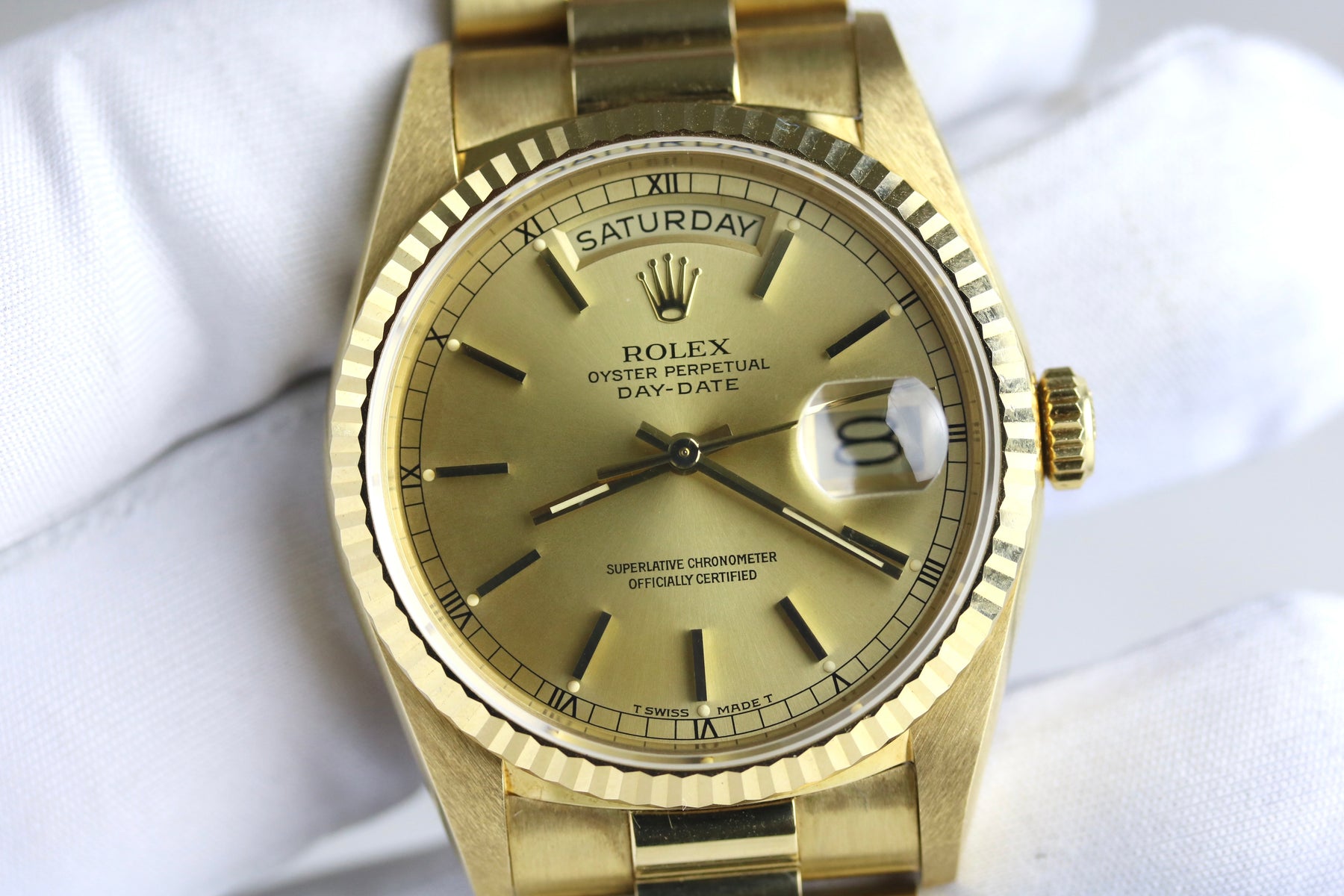 UNPOLISHED 1988 Rolex 18238 Daydate 36mm Caseback Sticker with Papers