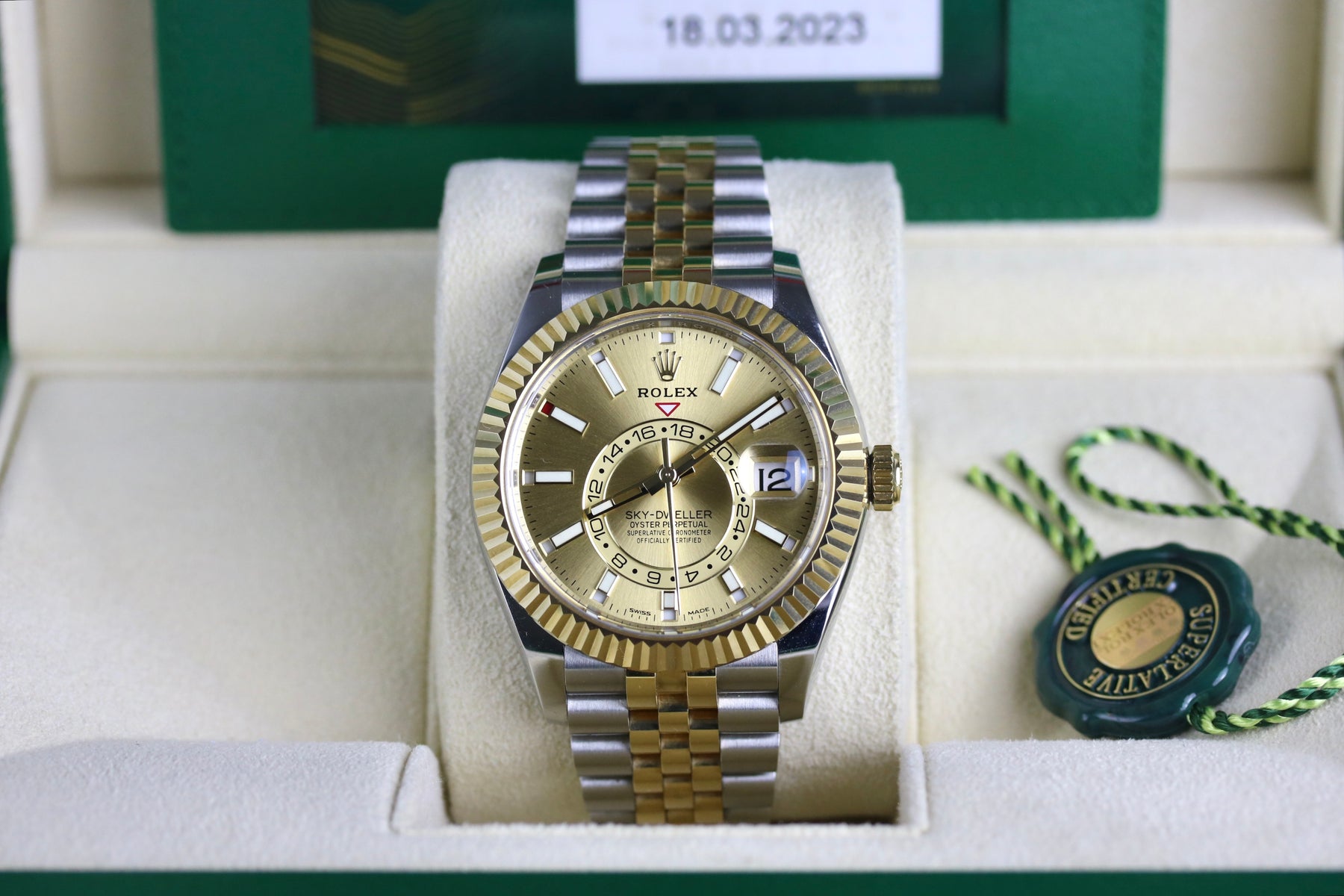 2023 Rolex 326933 Sky-Dweller Champagne Dial with Box & Papers