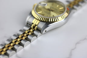 1987 Rolex 69173 Datejust 26mm Champagne Tapestry Dial with Box & Papers