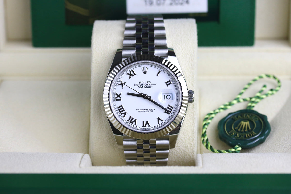 Unworn 2024 Rolex 126334 Datejust 41mm White Roman Dial with Box & Papers