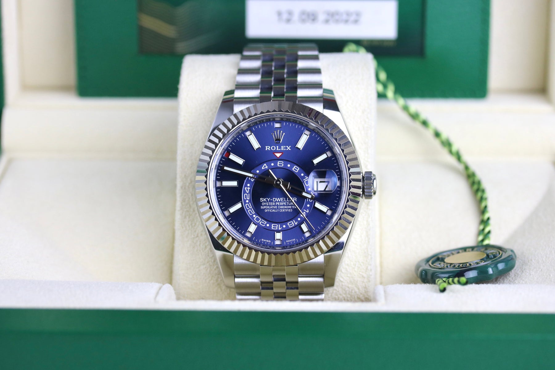 2022 Rolex 326934 Sky-Dweller Blue Jubilee Bracelet with Box & Papers