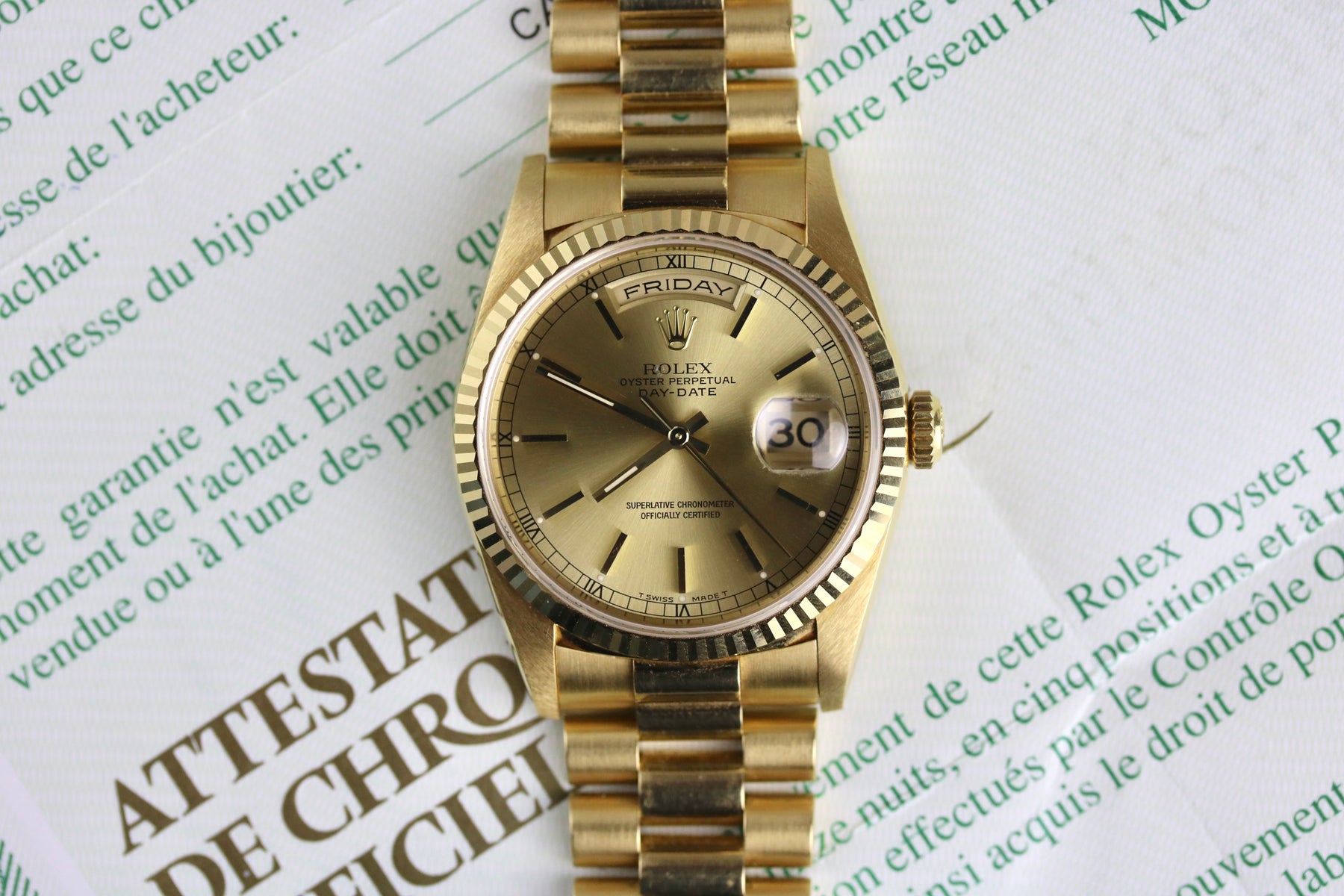 UNPOLISHED 1995 Rolex 18238 Daydate 36mm with Papers