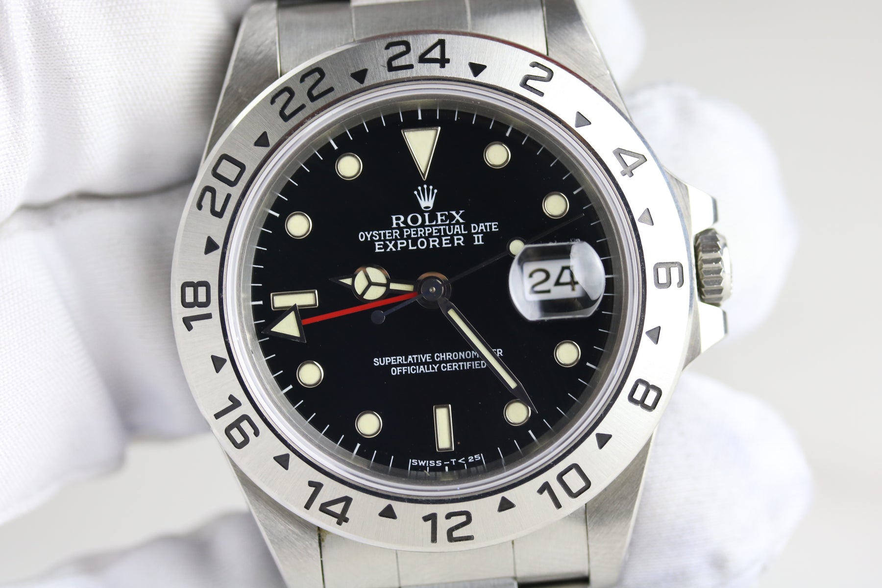 1995 Rolex 16570 Explorer II Black Dial Cream Patina