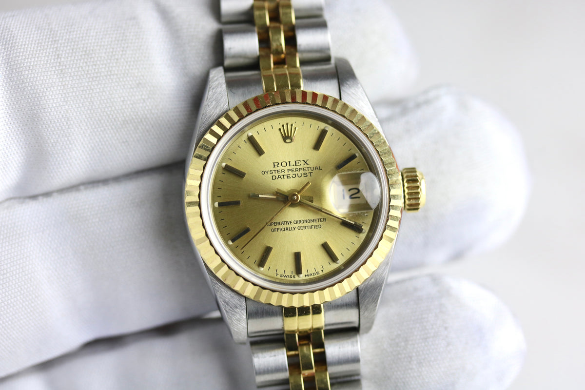 1991 Rolex 69173 Datejust 26mm Champagne Dial with Box & Papers