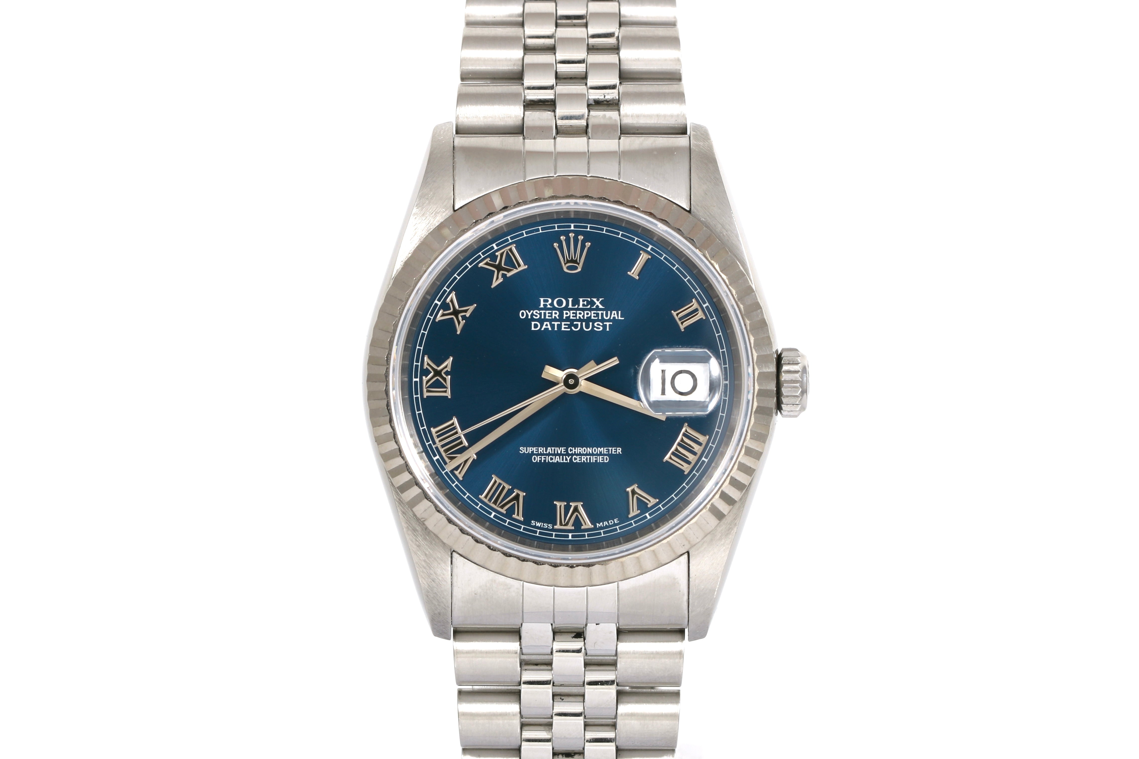 1996 Rolex Datejust 36mm No Holes Case - 16234 (Blue Roman)