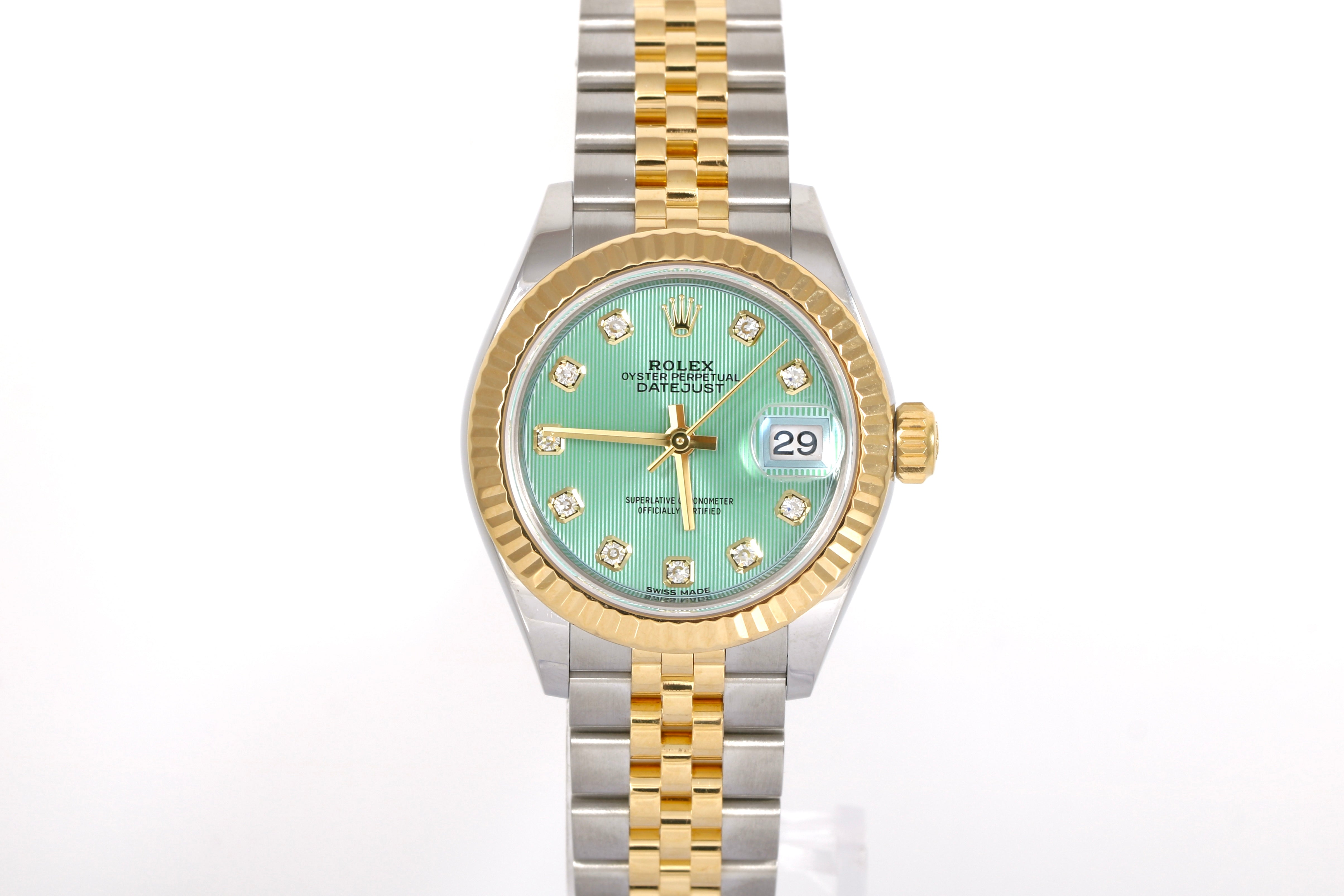 2019 Rolex Datejust 28mm - 279173 (Mint Green Diamond Dial)