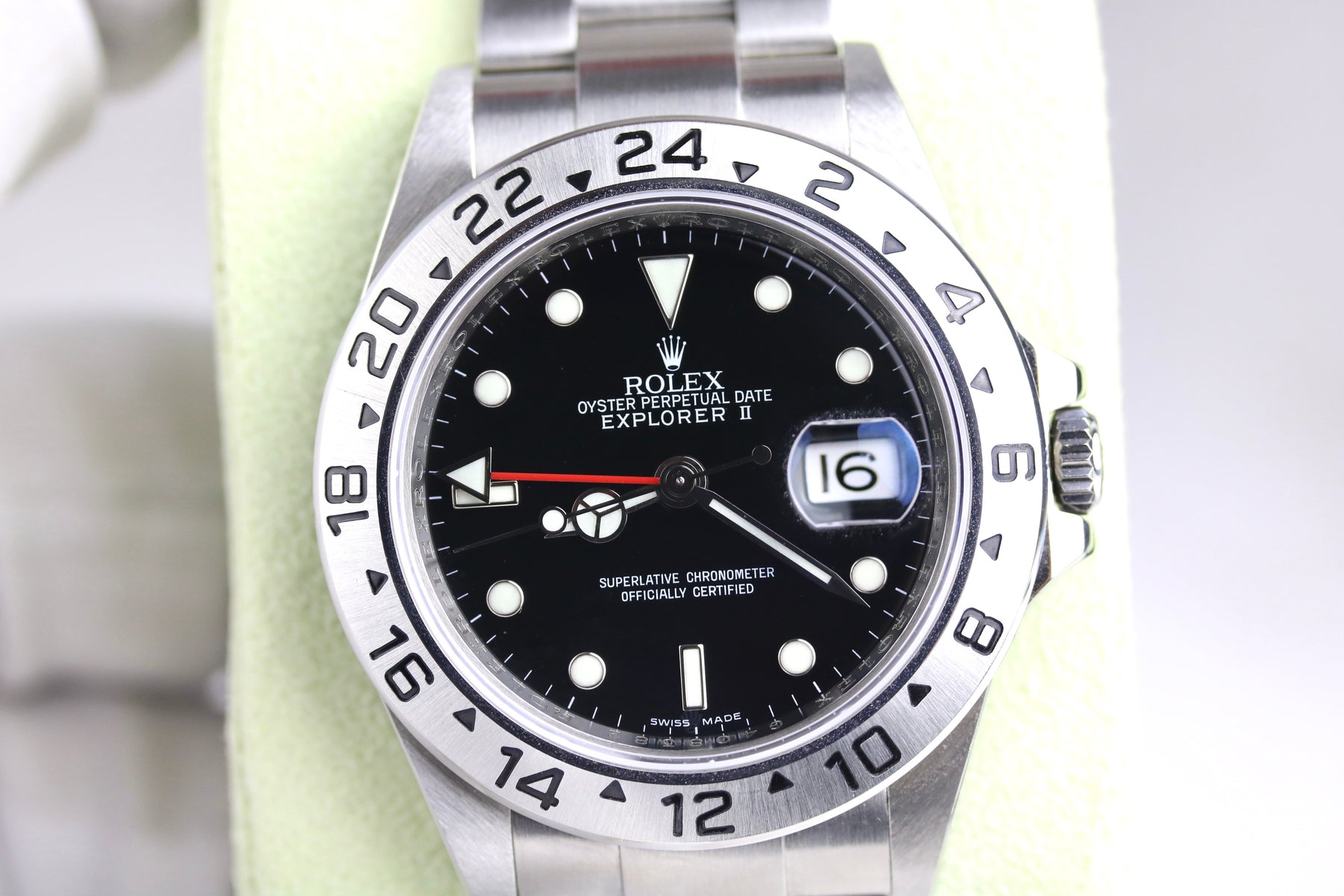 MINT Condition 2009 Rolex 16570 Explorer II 40mm Inner Bezel Engraved 3186 Caliber with Box