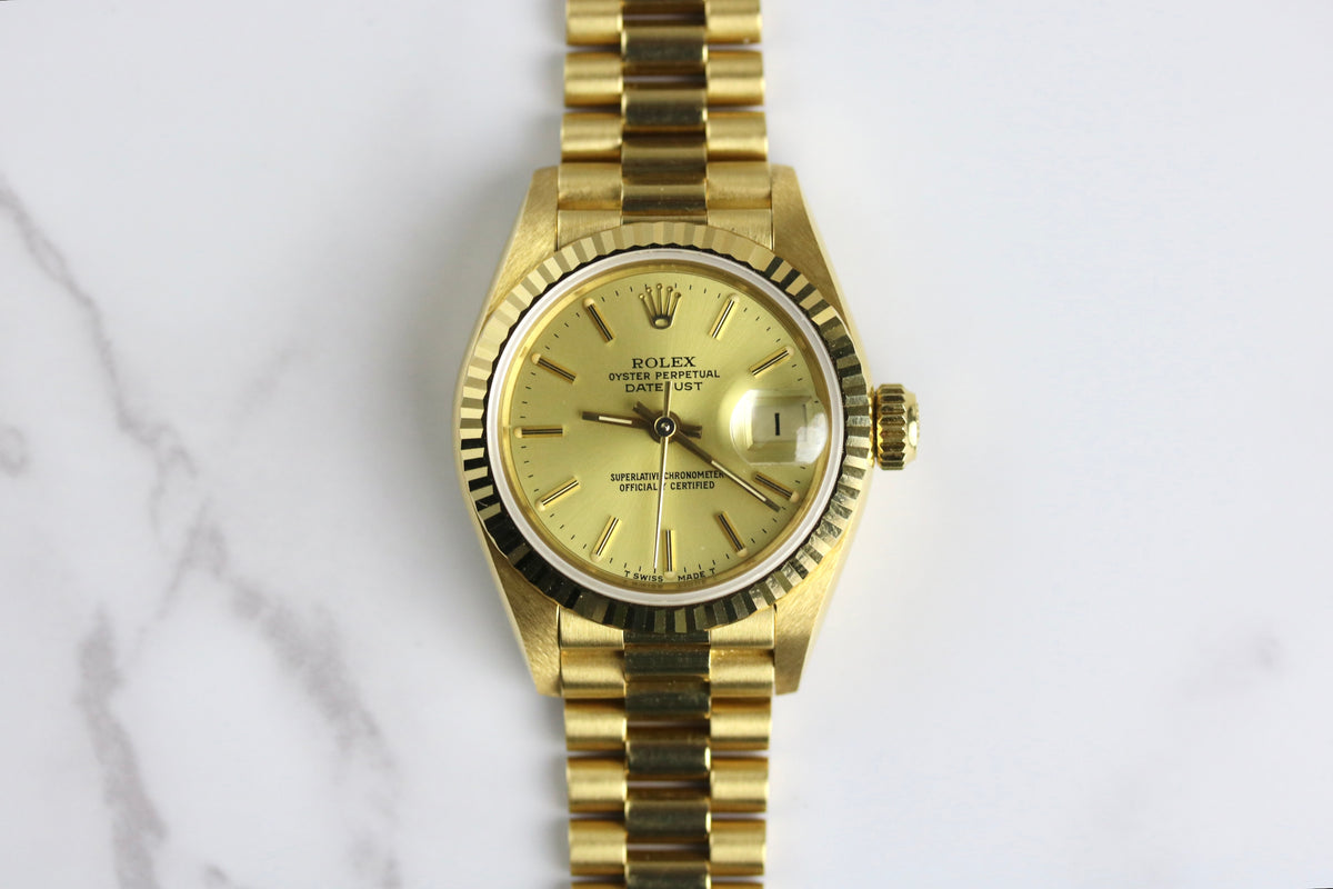 UNPOLISHED 1987 Rolex 69178 Datejust 26mm 18K Yellow Gold