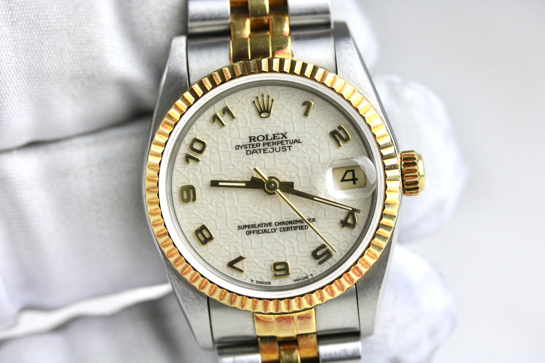 1993 Rolex 68273 Datejust 31mm Ivory Arabic Computer Dial with Box & Papers