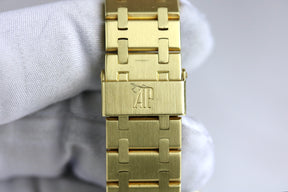 1980s Audemars Piguet 30mm Royal Oak 18K Yellow Gold Quartz Grey Dial with Box