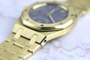 1980s Audemars Piguet 30mm Royal Oak 18K Yellow Gold Quartz Grey Dial with Box