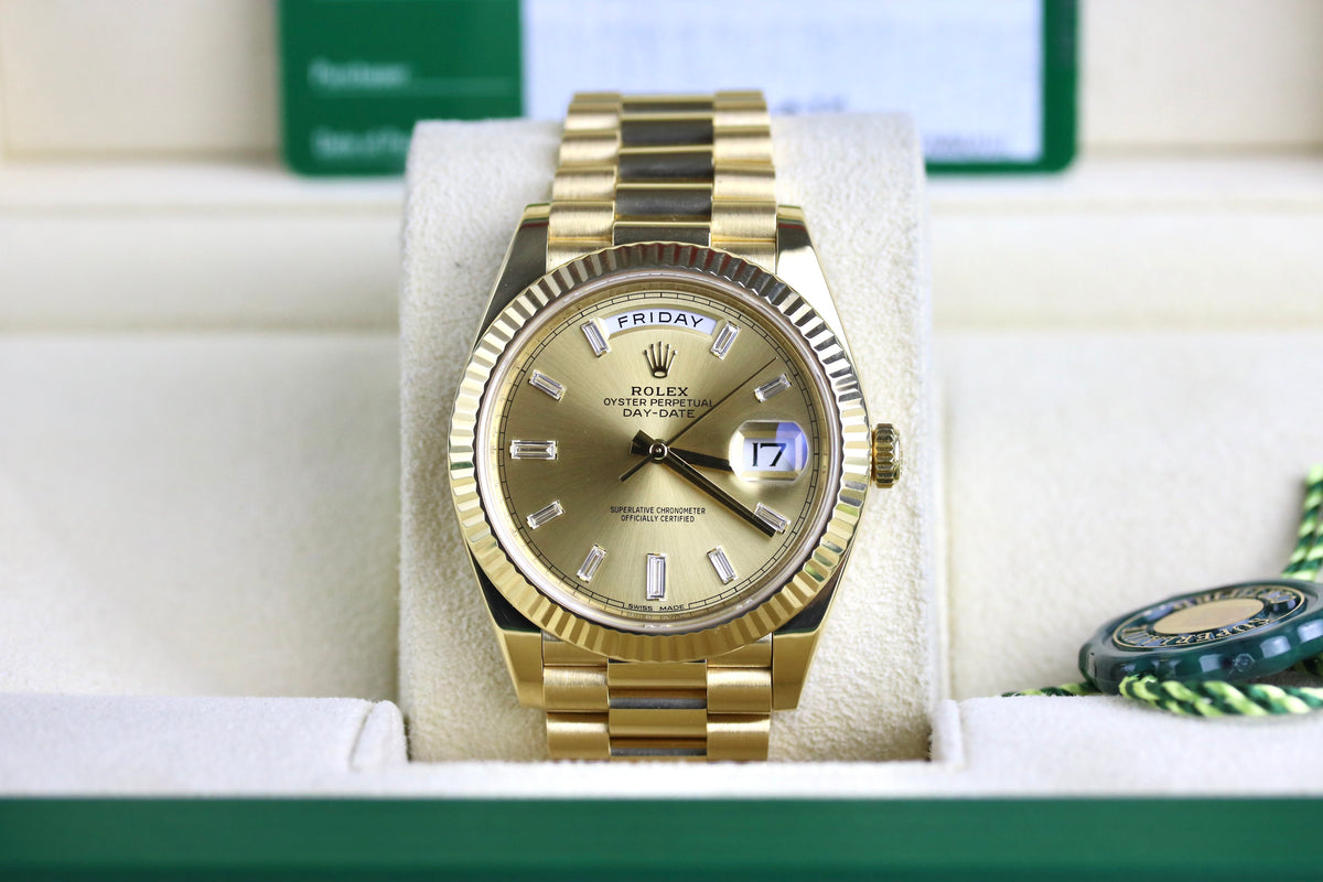 2016 ROLEX 228238 Daydate 40mm Baguette Diamond Dial with Box & Papers