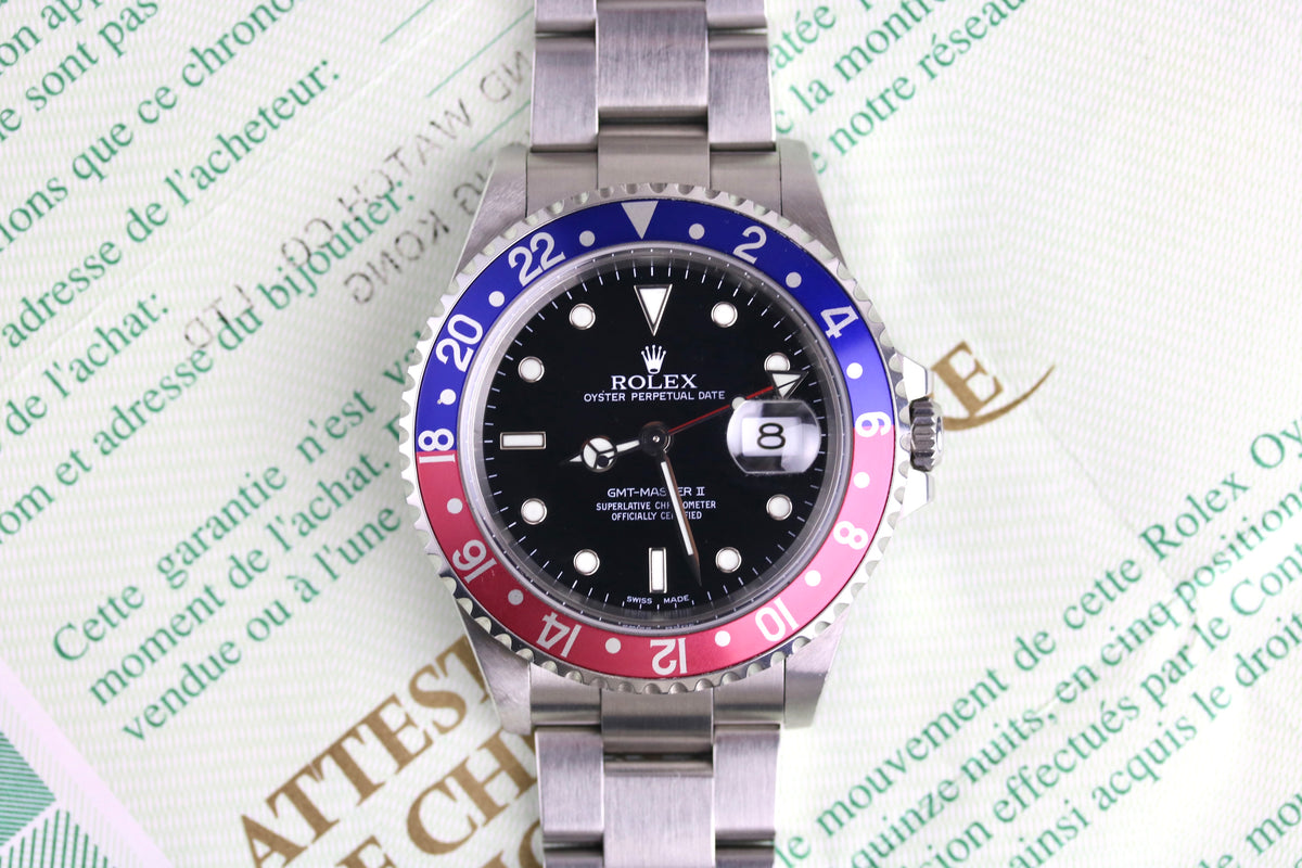 2000 Rolex 16710 GMT-MASTER II Pepsi with Box & Papers